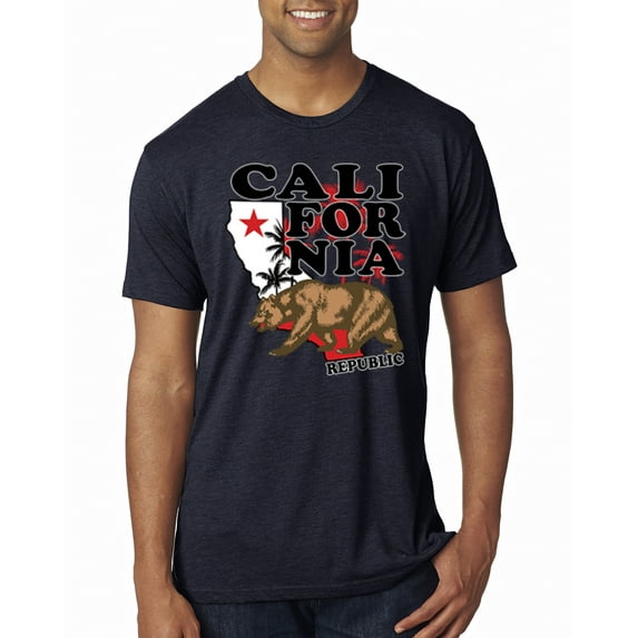 Wild Bobby, California Republic Cali Bear Pop Culture Mens Premium Tri Blend T-Shirt, Vintage Navy, X-Large