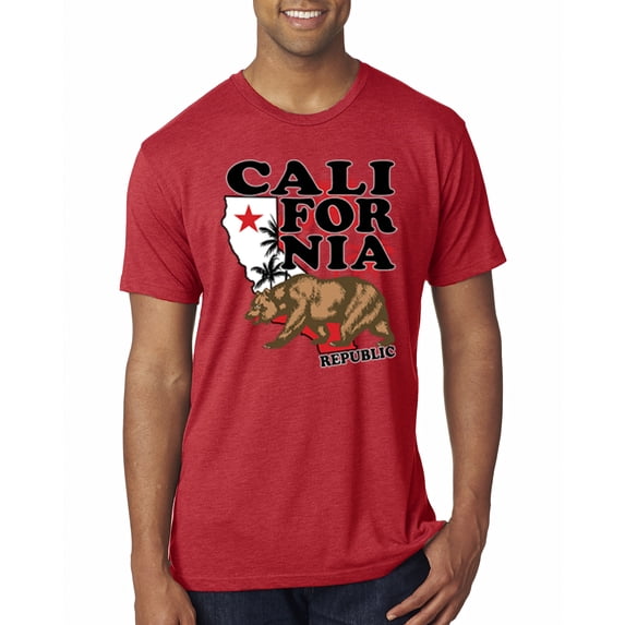 Wild Bobby, California Republic Cali Bear Pop Culture Mens Premium Tri Blend T-Shirt, Vintage Red, Large