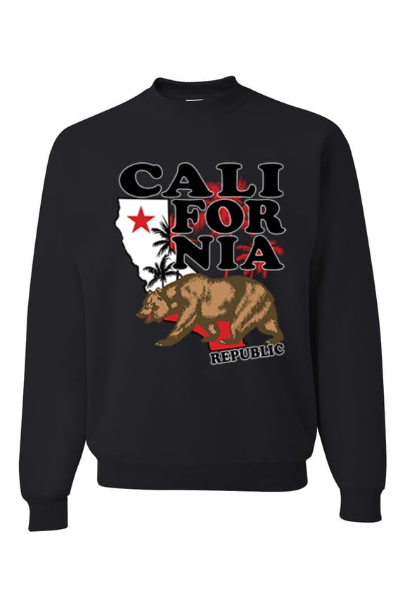 , California Republic Cali Bear Pop Culture Unisex Crewneck Graphic Sweatshirt, Black, Small