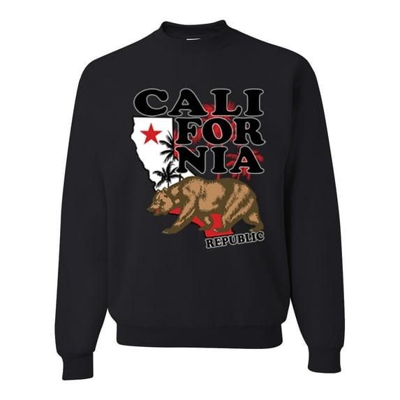 Wild Bobby, California Republic Cali Bear Pop Culture Unisex Crewneck Graphic Sweatshirt, Black, Small