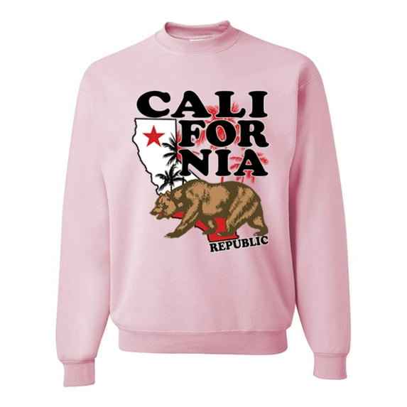 Wild Bobby, California Republic Cali Bear Pop Culture Unisex Crewneck Graphic Sweatshirt, Light Pink, 3XL