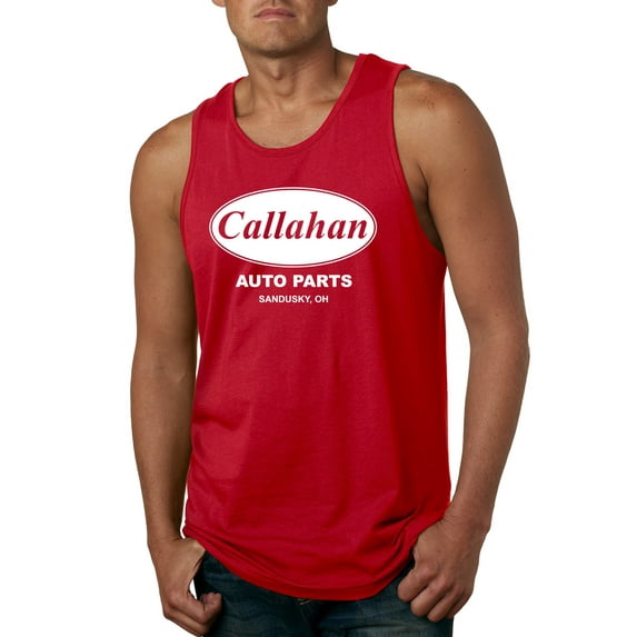 Wild Bobby, Callahan Auto Parts Sandusky Ohio Retro 90s Funny Tommy Boy, Pop Culture, Men Graphic Tank Top, Red, Large