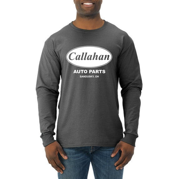 Wild Bobby, Callahan Auto Parts Sandusky Ohio Retro 90s Funny Tommy Boy, Pop Culture, Men Long Sleeve Shirt, Heather Black, 3X-Large