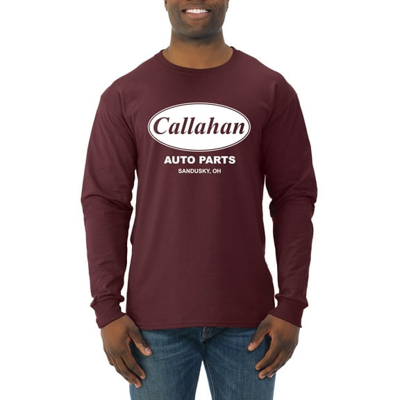 Wild Bobby, Callahan Auto Parts Sandusky Ohio Retro 90s Funny Tommy Boy, Pop Culture, Men Long Sleeve Shirt, Maroon, X-Large