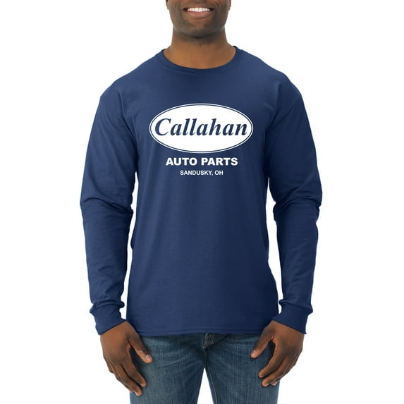Wild Bobby, Callahan Auto Parts Sandusky Ohio Retro 90s Funny Tommy Boy, Pop Culture, Men Long Sleeve Shirt, Navy, Small