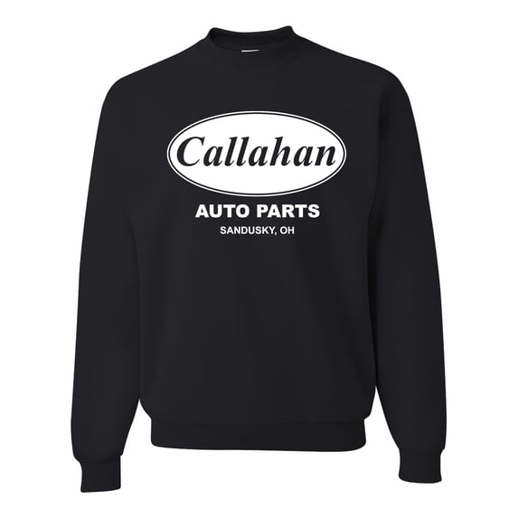Wild Bobby, Callahan Auto Parts Sandusky Ohio Retro 90s Funny Tommy Boy, Pop Culture, Unisex Crewneck Graphic Sweatshirt, Black, Small