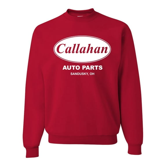 Wild Bobby, Callahan Auto Parts Sandusky Ohio Retro 90s Funny Tommy Boy, Pop Culture, Unisex Crewneck Graphic Sweatshirt, Red, Medium