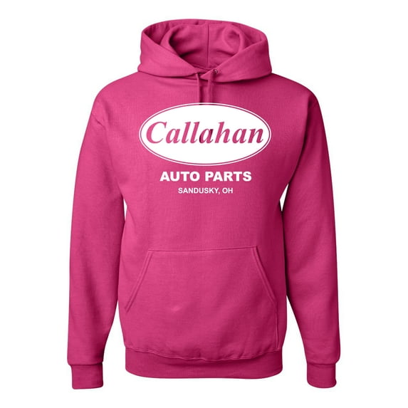Wild Bobby, Callahan Auto Parts Sandusky Ohio Retro 90s Funny Tommy Boy, Pop Culture, Unisex Graphic Hoodie Sweatshirt, Fuschia, 3X-Large