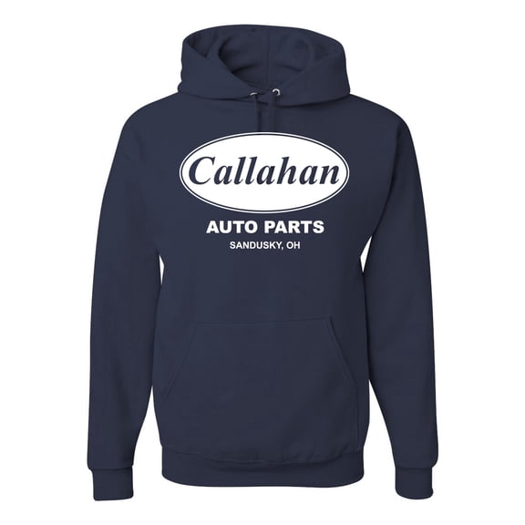 Wild Bobby, Callahan Auto Parts Sandusky Ohio Retro 90s Funny Tommy Boy, Pop Culture, Unisex Graphic Hoodie Sweatshirt, Navy, Small