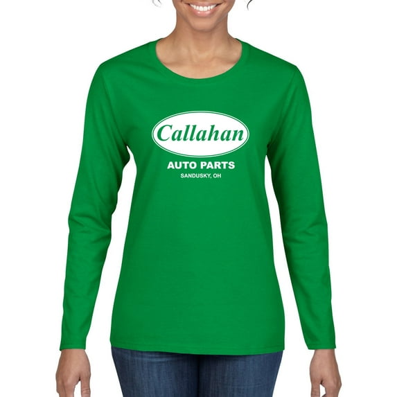 Wild Bobby, Callahan Auto Parts Sandusky Ohio Retro 90s Funny Tommy Boy, Pop Culture, Women Graphic Long Sleeve Tee, Kelly, Small