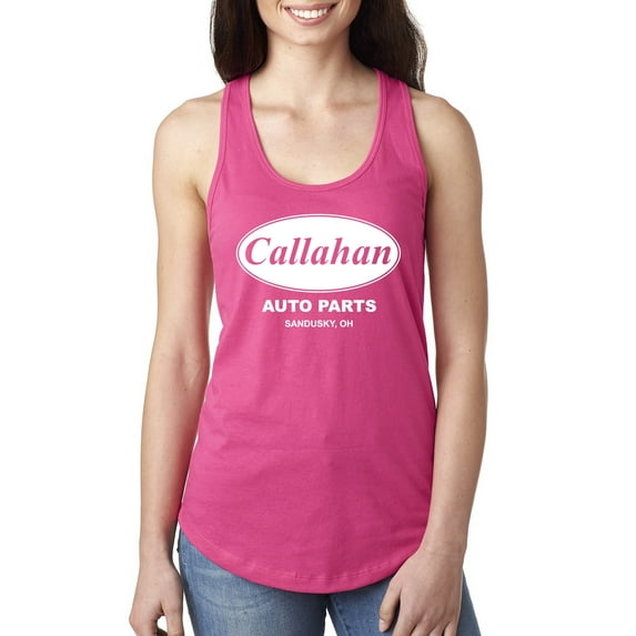 Wild Bobby, Callahan Auto Parts Sandusky Ohio Retro 90s Funny Tommy Boy, Pop Culture, Women Racerback Tank Top, Raspberry, Large