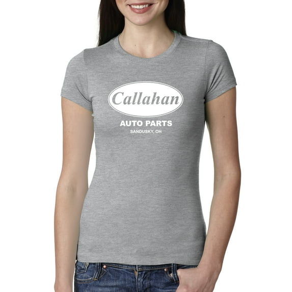 Wild Bobby, Callahan Auto Parts Sandusky Ohio Retro 90s Funny Tommy Boy, Pop Culture, Women Slim Fit Junior Tee, Heather Grey, XX-Large