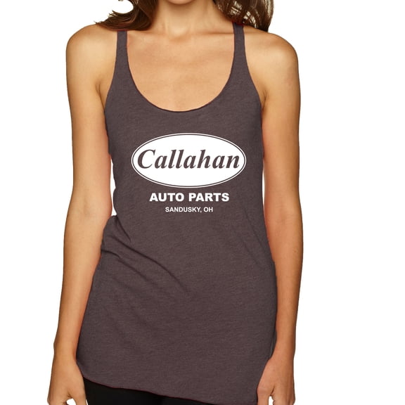 Wild Bobby, Callahan Auto Parts Sandusky Ohio Retro 90s Funny Tommy Boy, Pop Culture, Women Tri-Blend Racerback Tank Top, Brown, X-Large