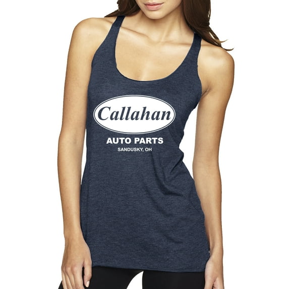 Wild Bobby, Callahan Auto Parts Sandusky Ohio Retro 90s Funny Tommy Boy, Pop Culture, Women Tri-Blend Racerback Tank Top, Vintage Navy, Large