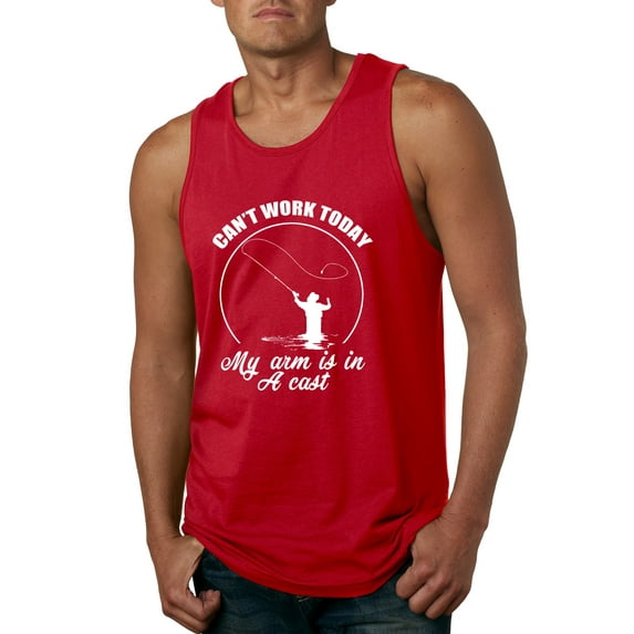 Wild Bobby, Can't Work Today My Arm Is In A Cast, Fishing, Men Graphic Tank Top, Red, XX-Large