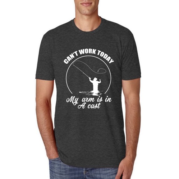 Wild Bobby, Can't Work Today My Arm Is In A Cast, Fishing, Men Premium Tri Blend Tee, Vintage Black, Small