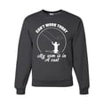 thumbnail image 1 of Wild Bobby, Can't Work Today My Arm Is In A Cast, Fishing, Unisex Crewneck Graphic Sweatshirt, Heather Black, Medium, 1 of 5