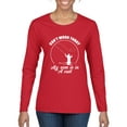 thumbnail image 1 of Wild Bobby, Can't Work Today My Arm Is In A Cast, Fishing, Women Graphic Long Sleeve Tee, Red, XX-Large, 1 of 5