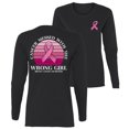 thumbnail image 1 of Wild Bobby Cancer Messed With the Wrong Girl Breast Cancer Awareness Front and Back Womens Graphic Long Sleeve T-Shirt, Black, Small, 1 of 5