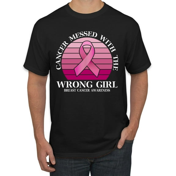 Wild Bobby Cancer Messed With the Wrong Girl Breast Cancer Awareness Men Tee, Black, Small