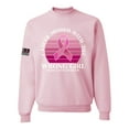 thumbnail image 1 of Wild Bobby Cancer Messed With the Wrong Girl US Flag Breast Cancer Awareness Unisex Crewneck Sweatshirt, Light Pink, XX-Large, 1 of 5