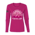 thumbnail image 1 of Wild Bobby Cancer Messed With the Wrong Girl US Flag Breast Cancer Awareness Women Graphic Long Sleeve Tee, Fuschia, X-Large, 1 of 5