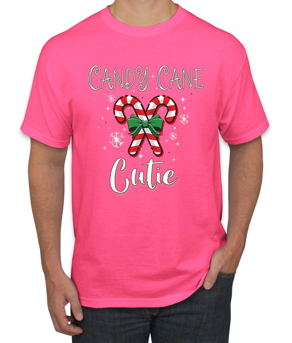 Wild Bobby Candy Cane Cutie Christmas Sweater Men Graphic Tee, Neon
