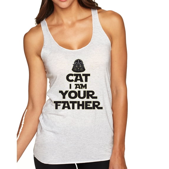 Wild Bobby, Cat I Am Your Father Cat Lover Tri-Blend Racerback Tank Top, Heather White, Medium