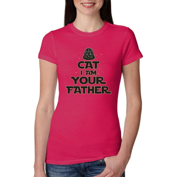 Cat I Am Your Father Cat Lover Womens Slim Fit Junior Tee, Raspberry, Large