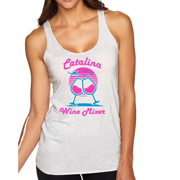 Wild Bobby, Catalina Wine Mixer Island Prestige Movie| Womens Pop Culture Premium Tri-Blend Racerback Tank Top, Heather White, Small