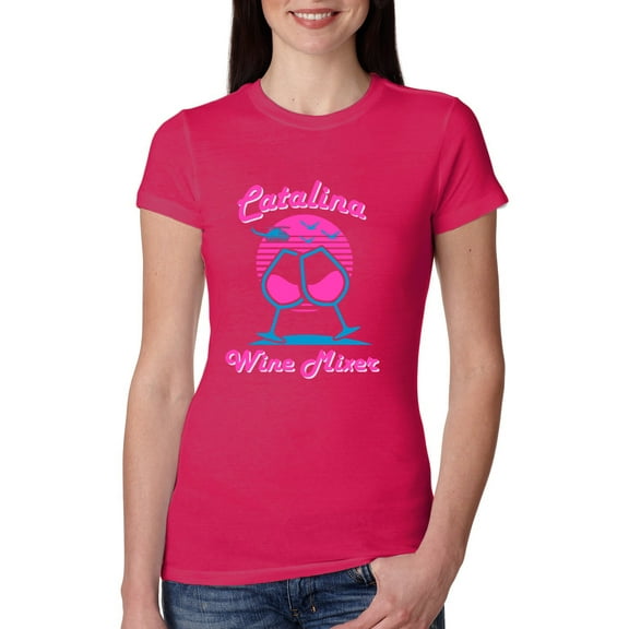 Wild Bobby, Catalina Wine Mixer Island Prestige Movie| Womens Pop Culture Slim Fit Junior Tee, Raspberry, X-Large