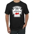 thumbnail image 1 of Wild Bobby, Catch Up with Jesus Funny Ketchup Bottle, Inspirational/Christian, Men's Graphic Tees, Black, Medium, 1 of 3