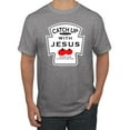 thumbnail image 1 of Wild Bobby, Catch Up with Jesus Funny Ketchup Bottle, Inspirational/Christian, Men's Graphic Tees, Heather Grey, 5XL, 1 of 3
