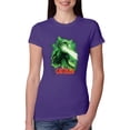thumbnail image 1 of Catzilla Parody Taking Over City | Womens Cat Lover Slim Fit Junior Tee, Purple Rush, Large, 1 of 3