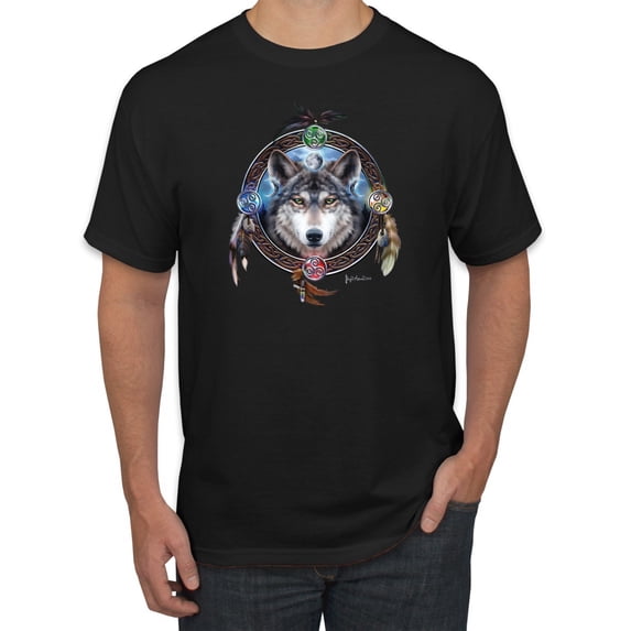Wild Bobby, Celtic Wolf, Animal Lover, Men Graphic Tees, Black, Small