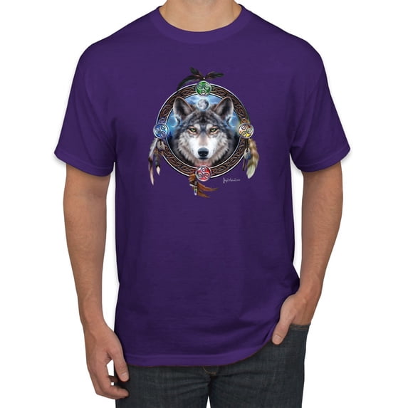 Wild Bobby, Celtic Wolf, Animal Lover, Men Graphic Tees, Purple, 3XL
