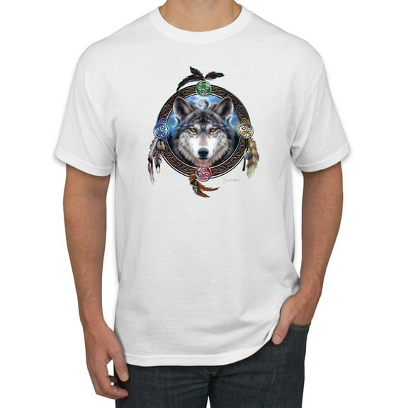 Wild Bobby, Celtic Wolf, Animal Lover, Men Graphic Tees, White, 5XL