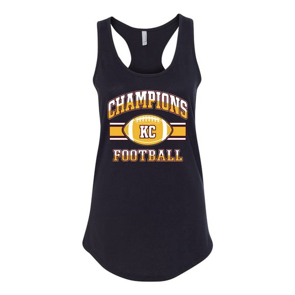Wild Bobby Champions Kansas Football Fan Sports Ladies Racerback Tank Top, Black, Small