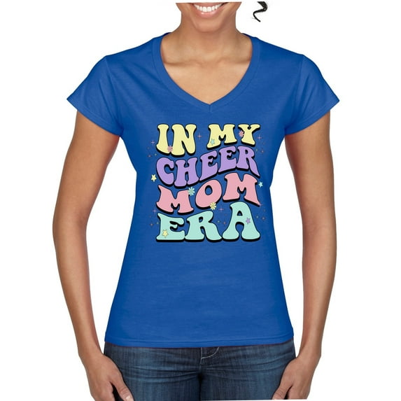Wild Bobby Cheer Mom Era Women Standard V-Neck Tee