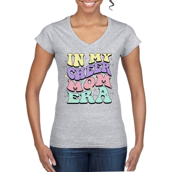 Wild Bobby Cheer Mom Era Women Standard V-Neck Tee