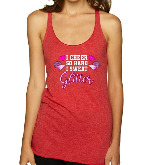 Wild Bobby, Cheer So Hard I Sweat Glitter Cheerleading Gift Team Squad, Pop Culture, Women Tri-Blend Racerback Tank Top, Vintage Red, Small