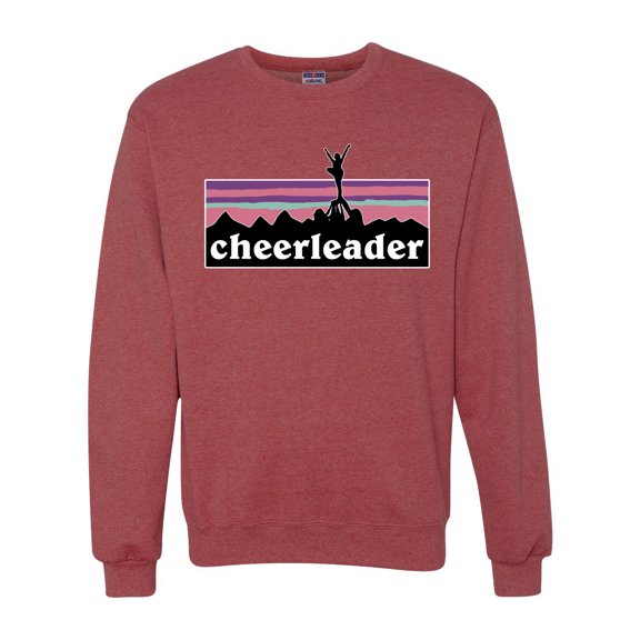 Wild Bobby Cheerleader Silhouette Girl Sports Unisex Crewneck Graphic Sweatshirt, Vintage Heather Red, Small