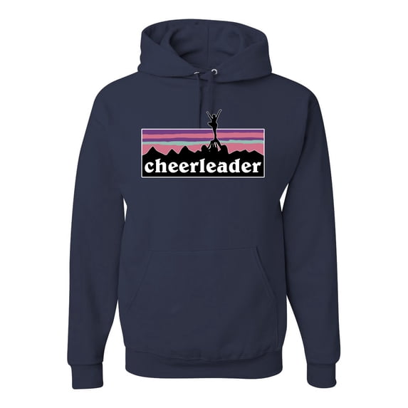 Wild Bobby Cheerleader Silhouette Girl Sports Unisex Graphic Hoodie Sweatshirt, Navy, X-Large