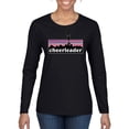 thumbnail image 1 of Wild Bobby Cheerleader Silhouette Girl Sports Women Graphic Long Sleeve Tee, Black, X-Large, 1 of 5