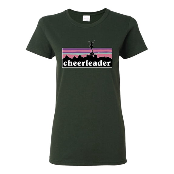 Wild Bobby Cheerleader Silhouette Girl Sports Women Graphic Tee, Forest Green, 3X-Large
