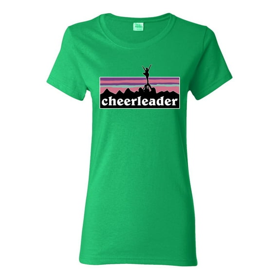 Wild Bobby Cheerleader Silhouette Girl Sports Women Graphic Tee, Kelly, 3X-Large