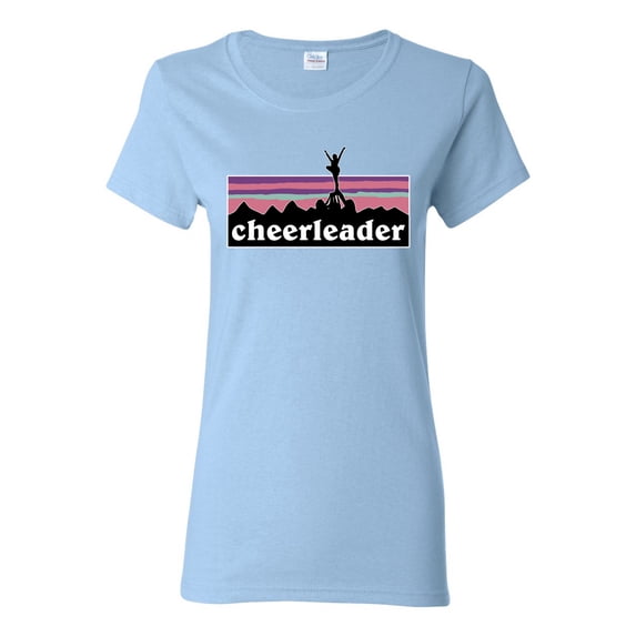 Wild Bobby Cheerleader Silhouette Girl Sports Women Graphic Tee, Light Blue, Large