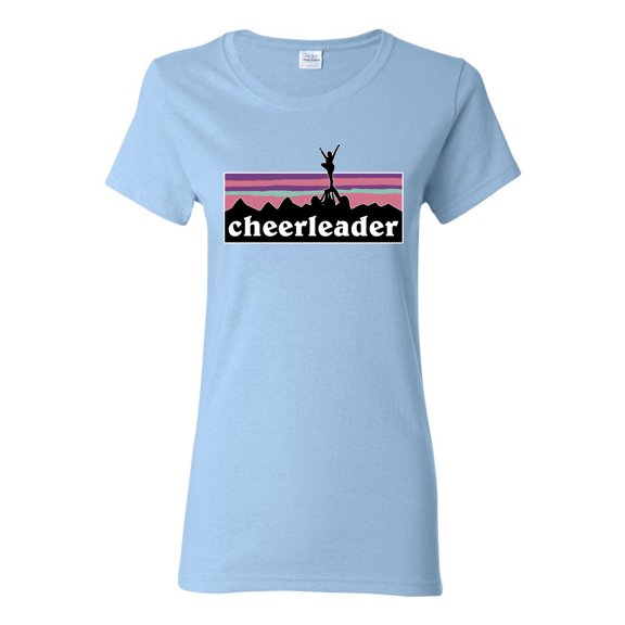 Wild Bobby Cheerleader Silhouette Girl Sports Women Graphic Tee, Light Blue, XX-Large
