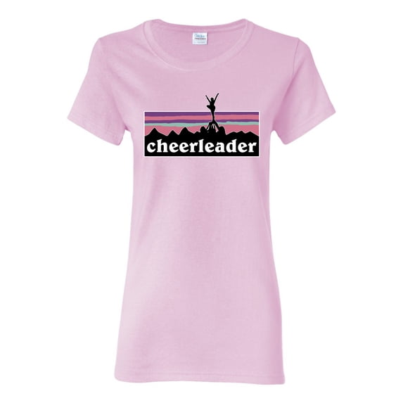 Wild Bobby Cheerleader Silhouette Girl Sports Women Graphic Tee, Light Pink, Medium