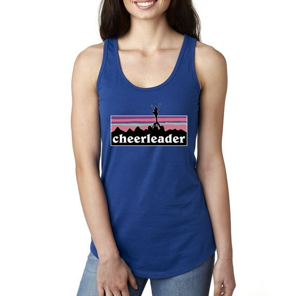 Wild Bobby Cheerleader Silhouette Girl Sports Women Racerback Tank Top, Royal, Medium